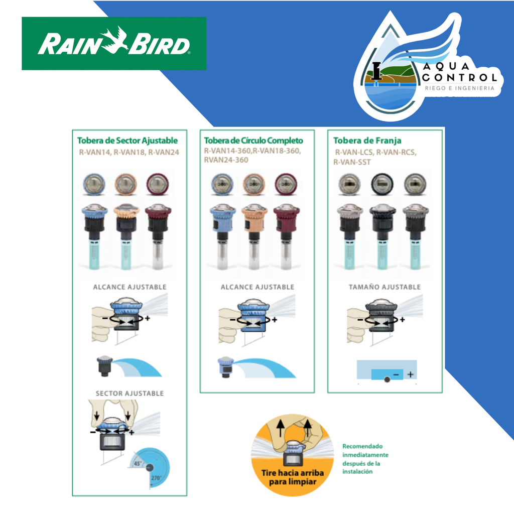 Boquilla rotativa R-VAN - RAIN BIRD Aqua Control