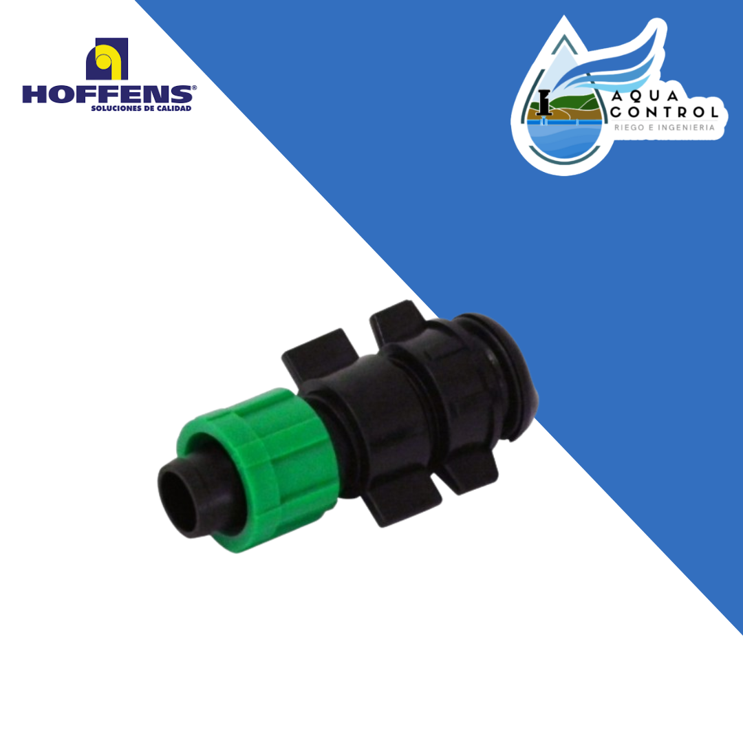 Conector Lay flat cocodrilo 17 x 16 mm. Verde HOFFENS Aqua Control