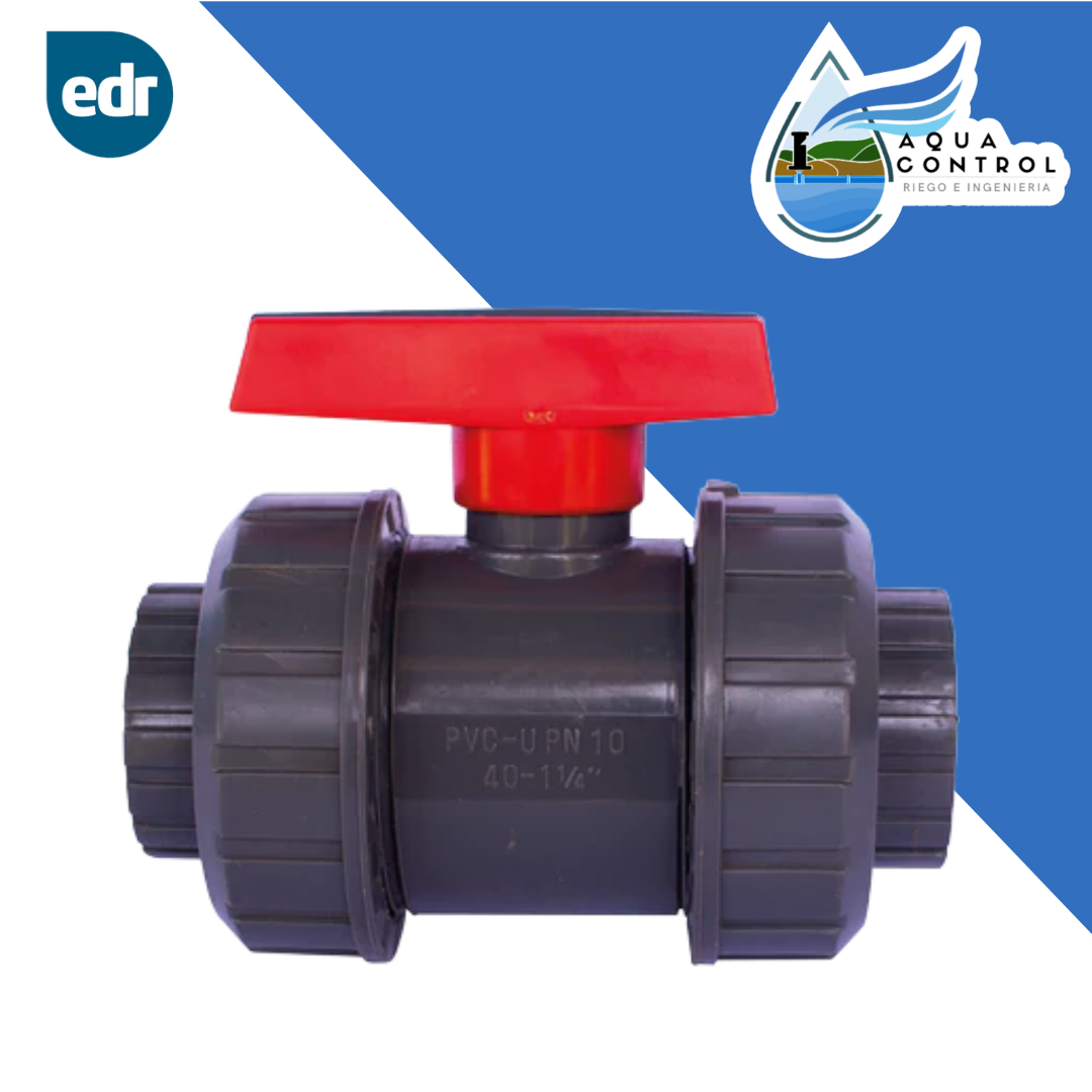 VÁLVULA BOLA PVC DOBLE UNIÓN AMERICANA SOLDAR Aqua Control