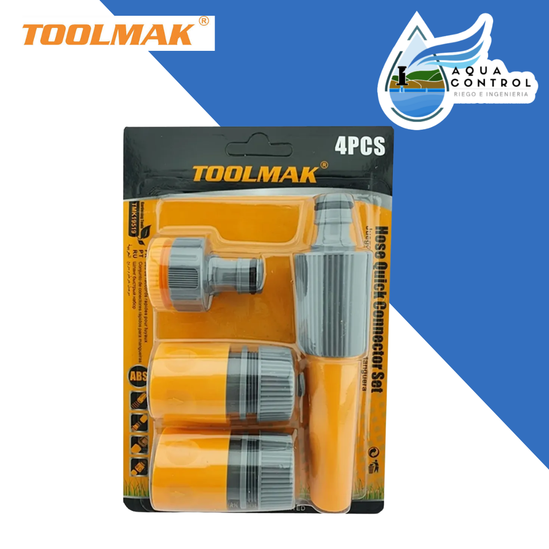 KIT PITÓN CON ADAPTADORES Y CONECTORES - 4 PIEZAS - Toolmark Importadora Oro