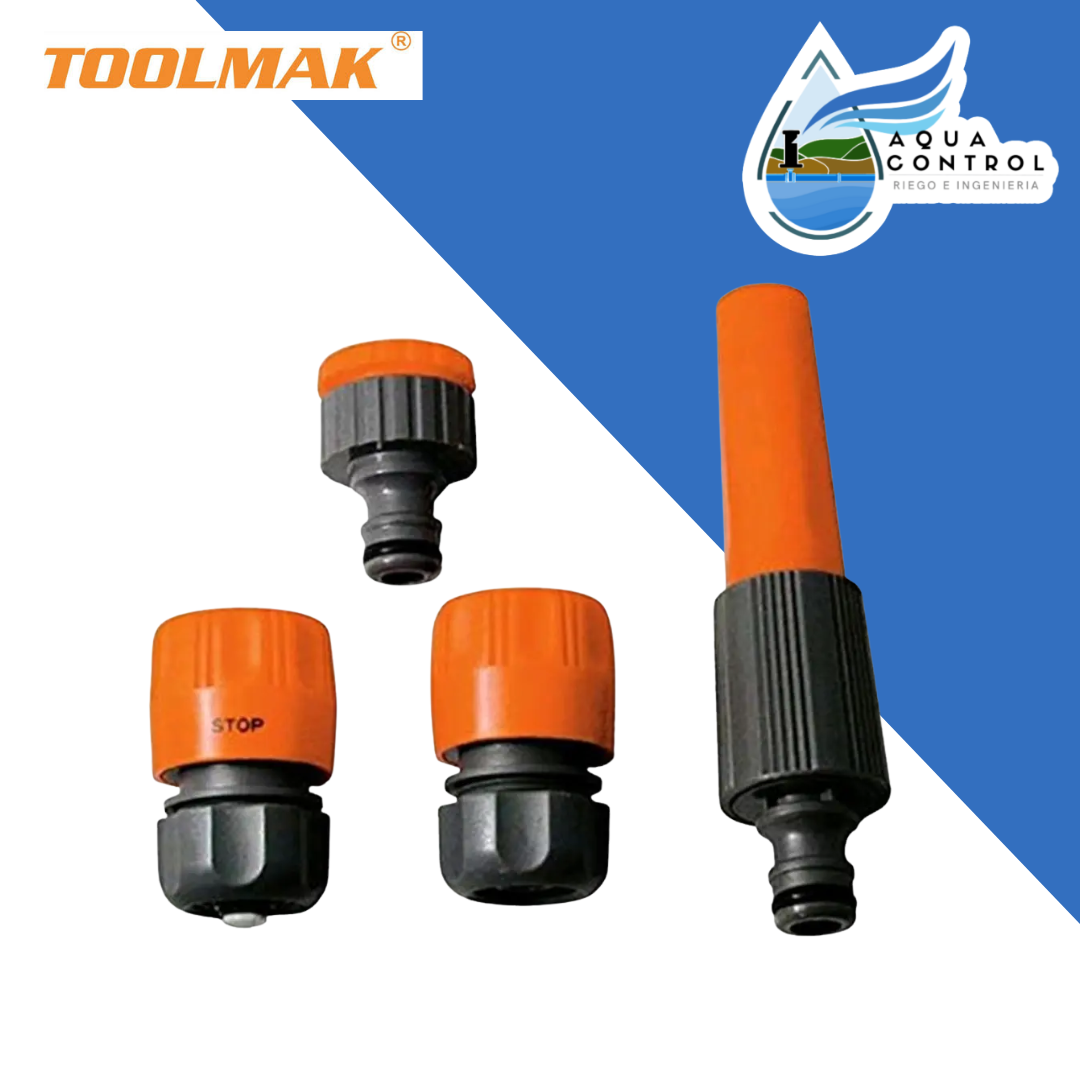 KIT PITÓN CON ADAPTADORES Y CONECTORES - 4 PIEZAS - Toolmark Importadora Oro