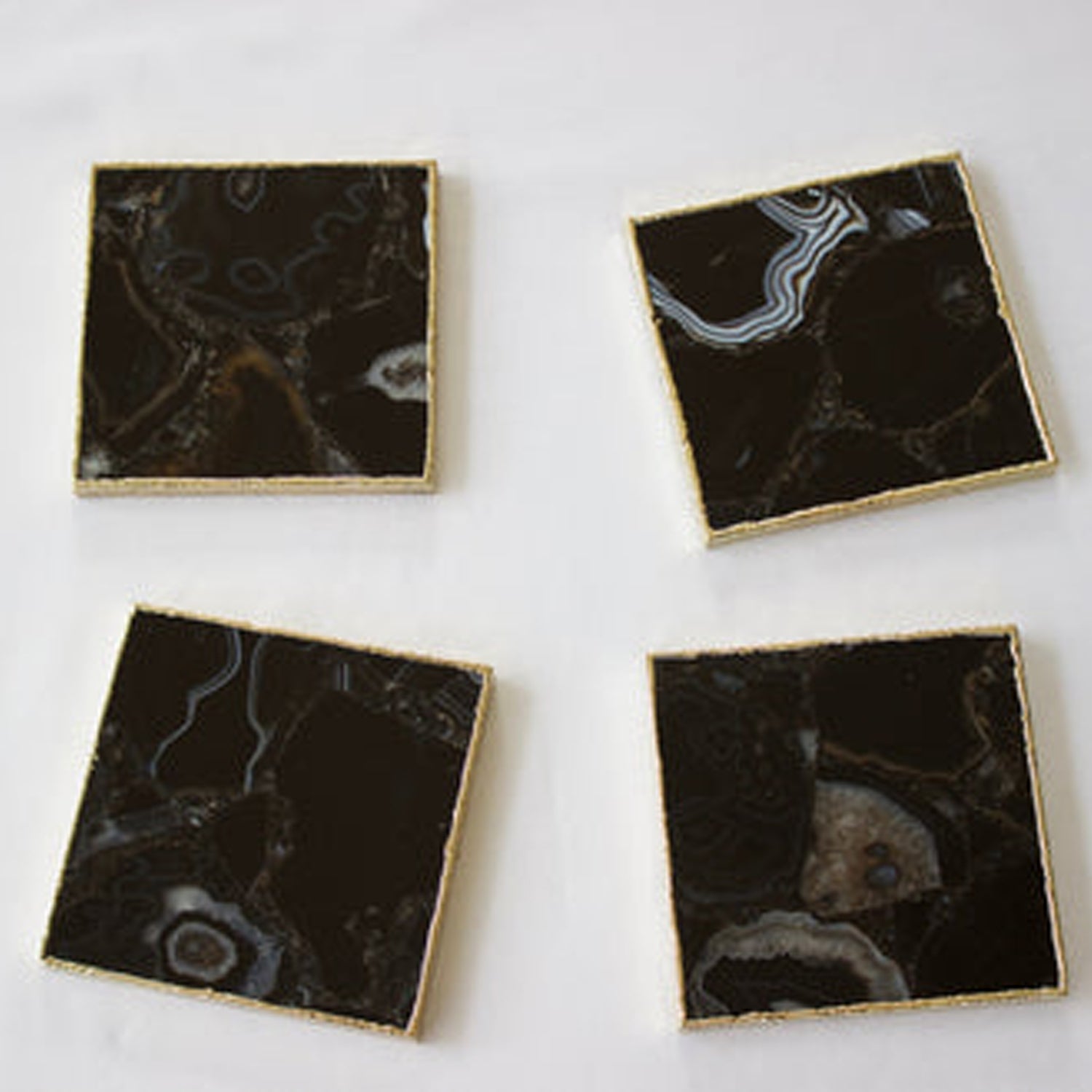 Black Agate - Set of 4 Large Square Coasters | Personalised Momentos