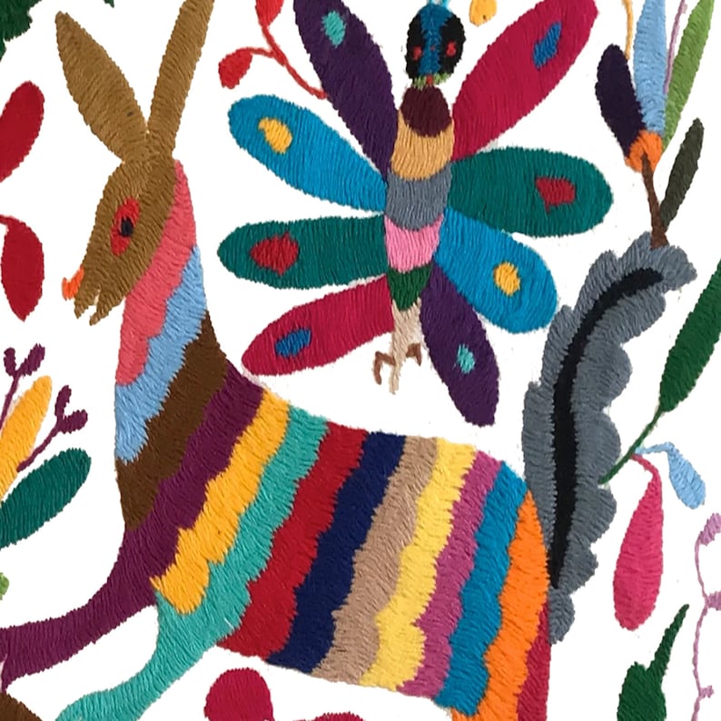 Set of 4 | Mexican Decorative Cushion Covers | Otomi Design Covers | Cotton Linen Fabric | Embroidered | With OR Without Insert